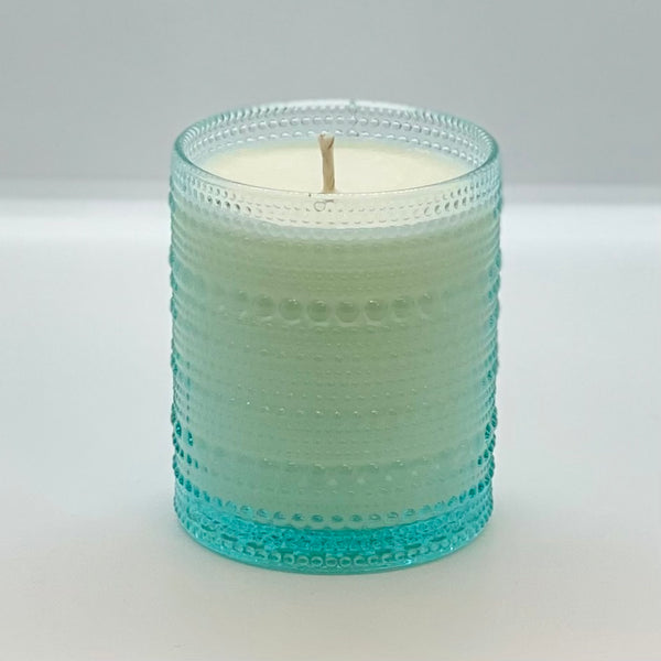 Custom Blue Jupiter Glass Candle